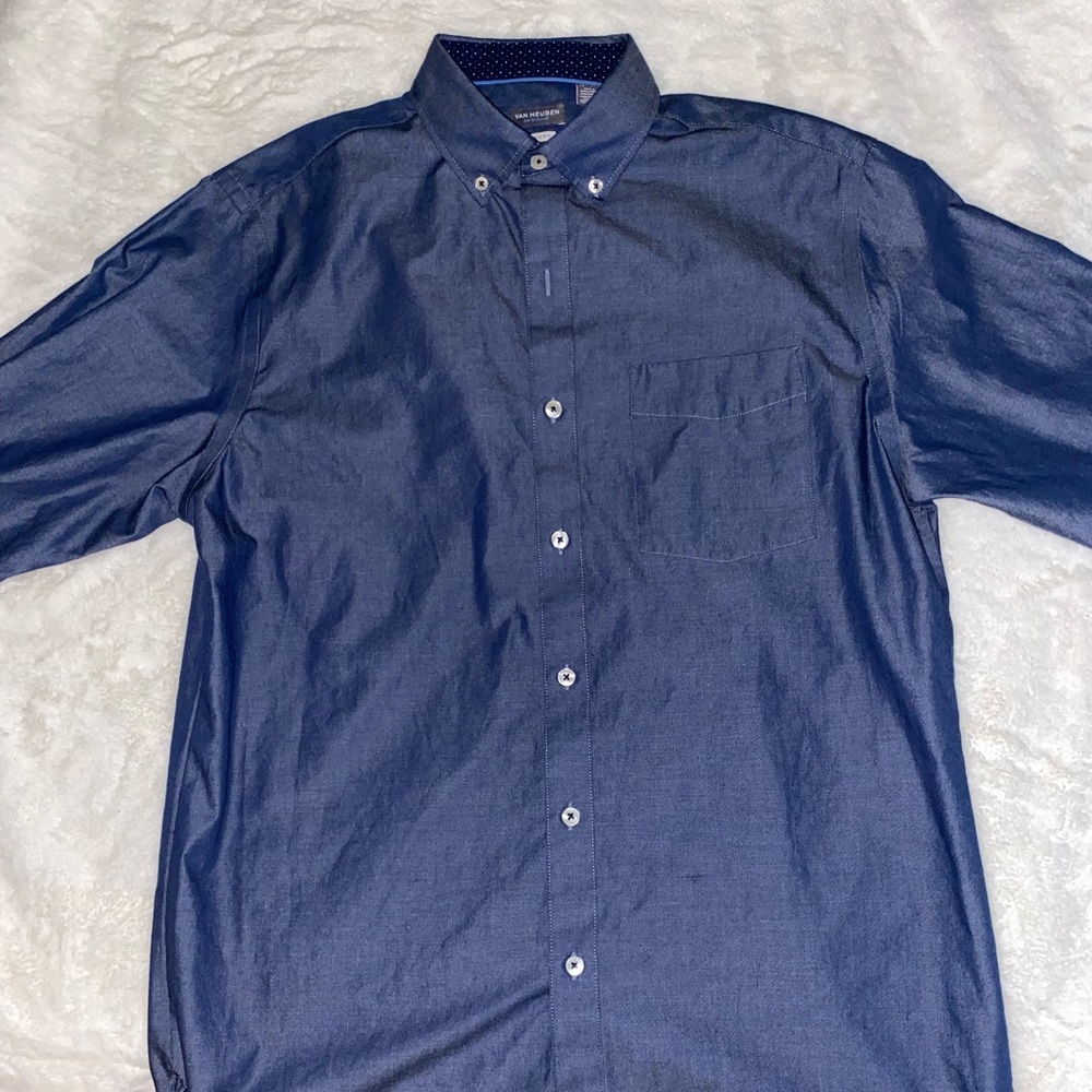 Classic Fit Van Heusen Blue/Grey Dress Shirt
